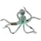 12" Blue Polystone Octopus Distressed Patina Sculpture with Gold Foil Accents